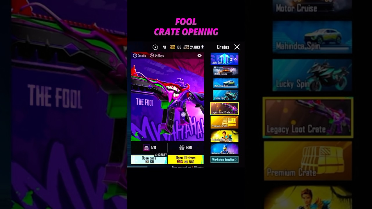 M4 Fool Crate Opening Bgmi PUBG | Legacy Loot Crate Opening | Forest Elf Jonathan Set| JOKER SET