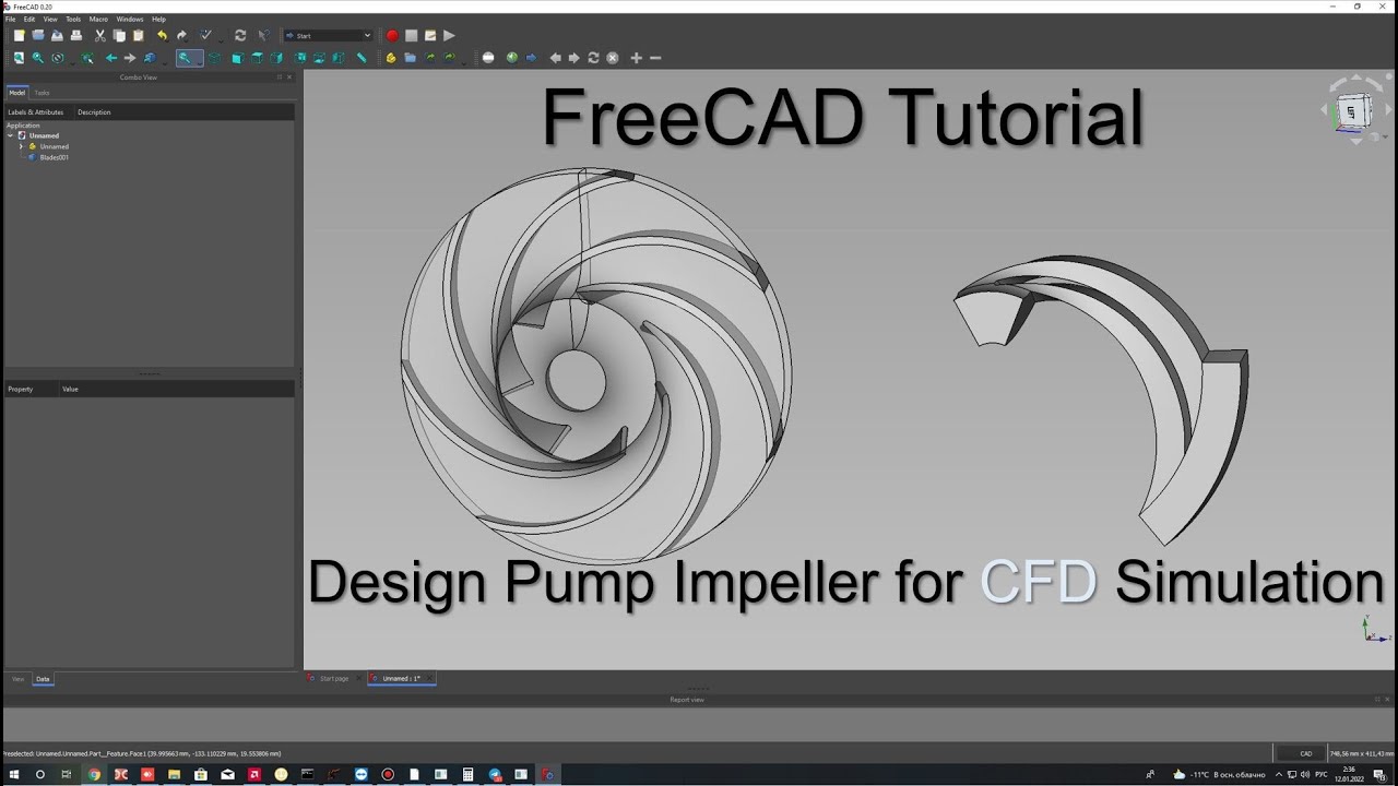 FreeCAD + ANSYS CFX Part 1/2 |  Design and Simulation of Centrifugal Pump Impeller