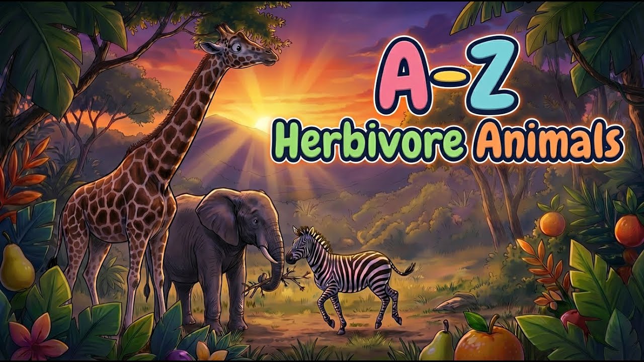 A to Z Herbivore Animal Names for Kids 🌿 | ABC Animal Learning Video for Toddlers