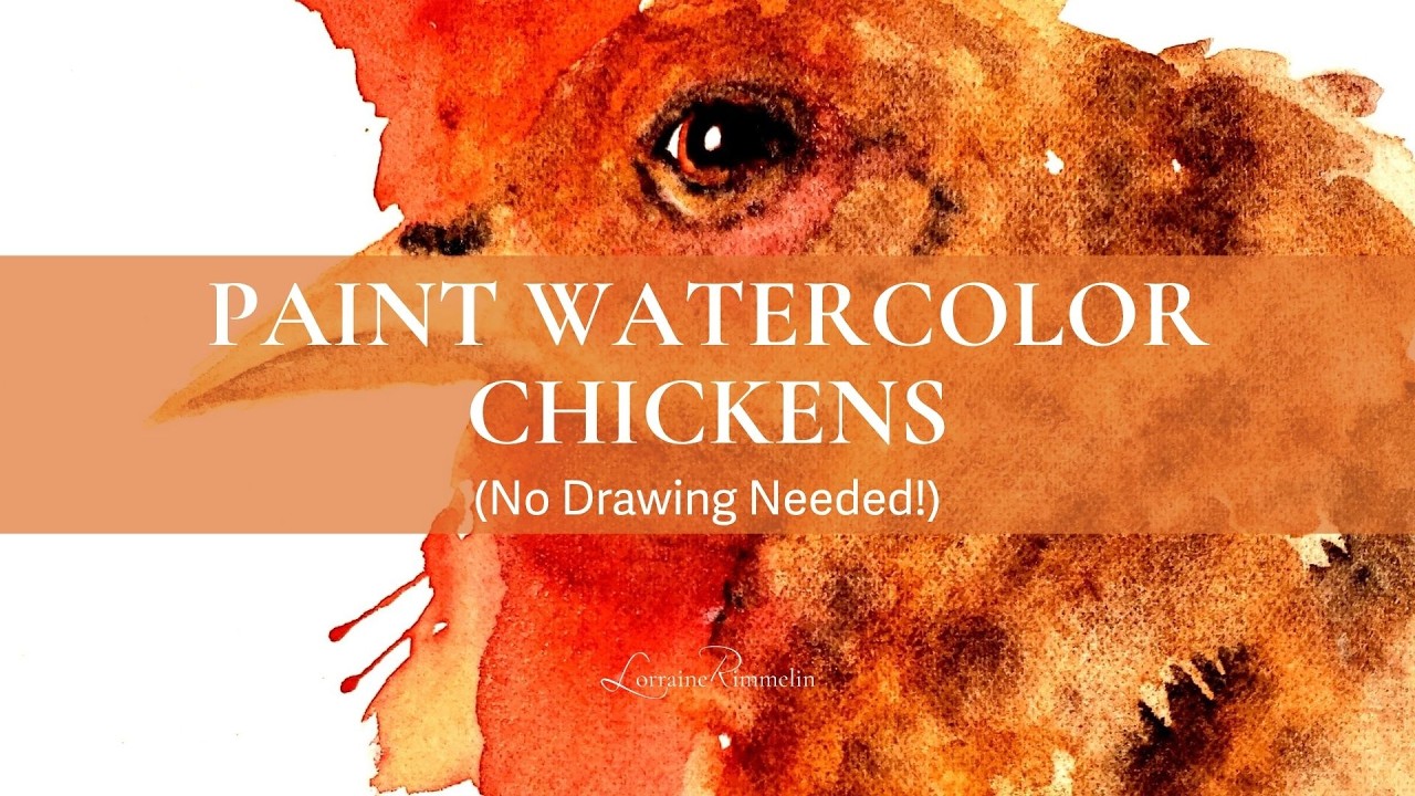 Painting chickens using watercolor  -  without any pencil drawing