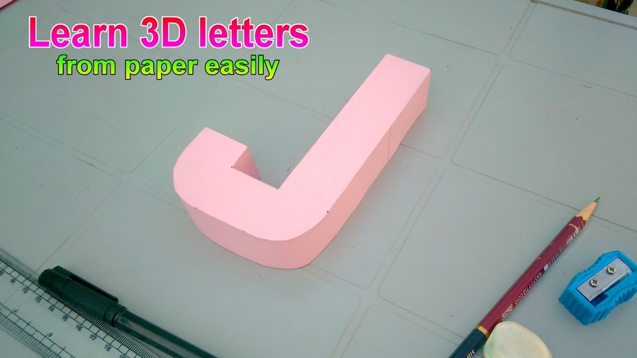 3d letters from paper, letter J j