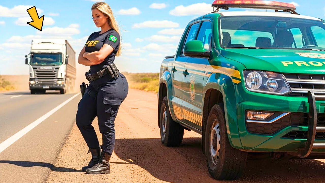 Caminhoneiro avista POLICIAL MULHER da PRF sozinha com pneu furado no meio da BR!