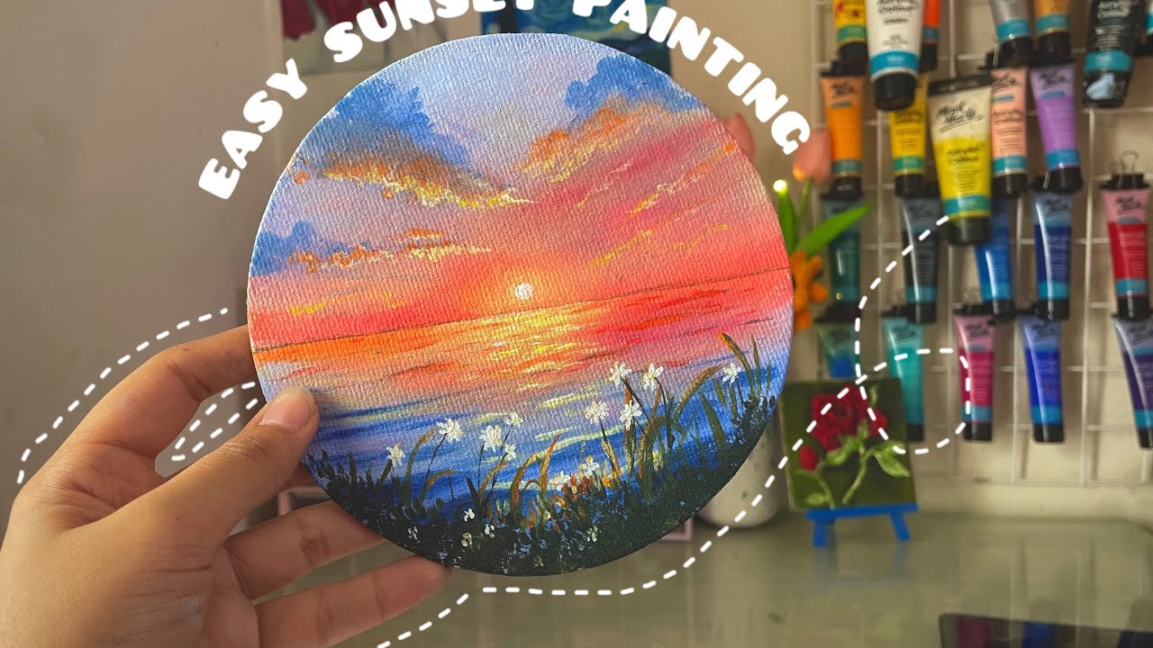 How to Paint a Sunset Landscape | Acrylic Painting Tutorial for Beginners 🌅 #acrylicpainting 