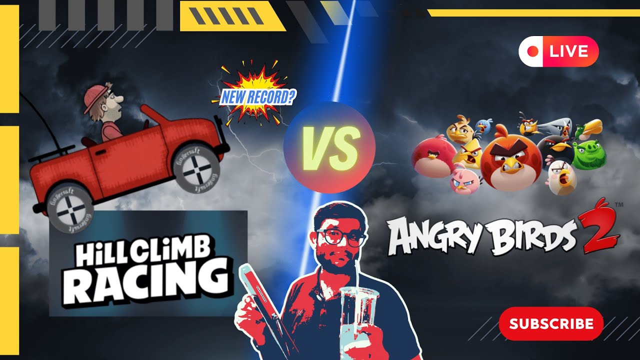 Can we beat a new record today? Hill Climb Racing + Angry Birds 2