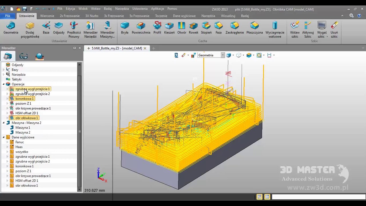 ZW3D CAD/CAM Lekcja CAM - generowanie pliku NC na frezarki numeryczne