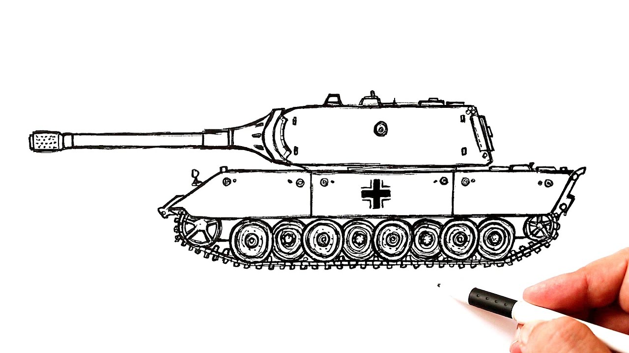 Как нарисовать Танк Е 100 “Тигр Маус”
