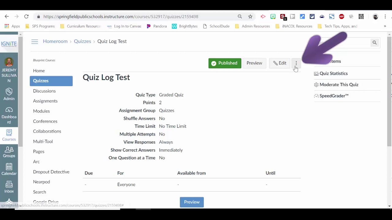 Canvas Quiz Audit Log