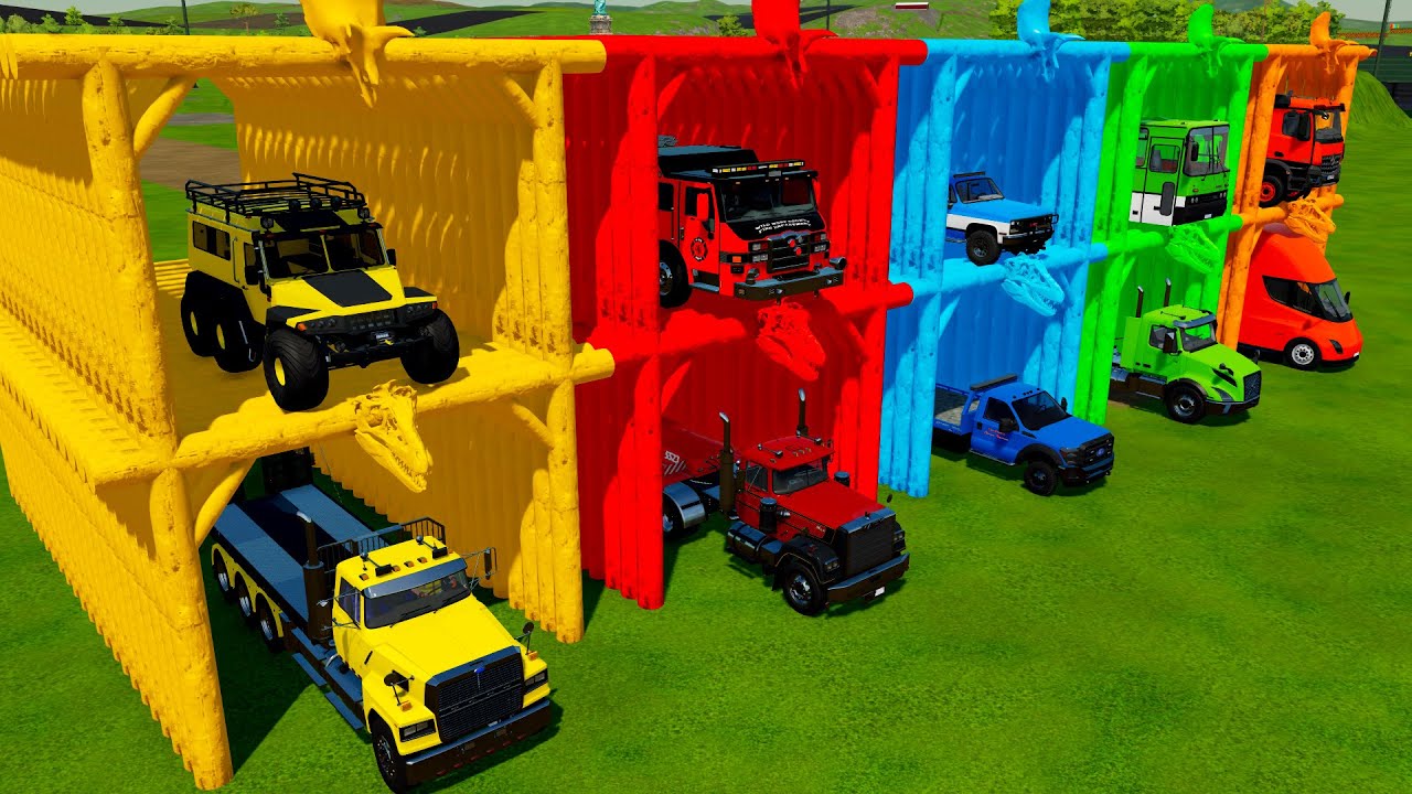 TRANSPORTING POLICE CARS, FIRE TRUCK, AMBULANCE & TANK WITH TOW TRUCKS! Farming Simulator 22