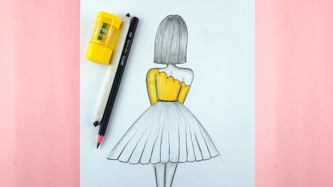 Very Easy Girl Backside Drawing - Pencil sketch | Girl Drawing Step By Step | How to draw a girl