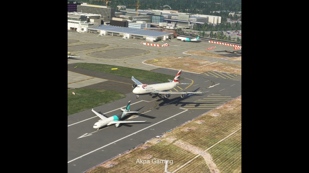 Landing British Airways 747 in London Gatwick Airport