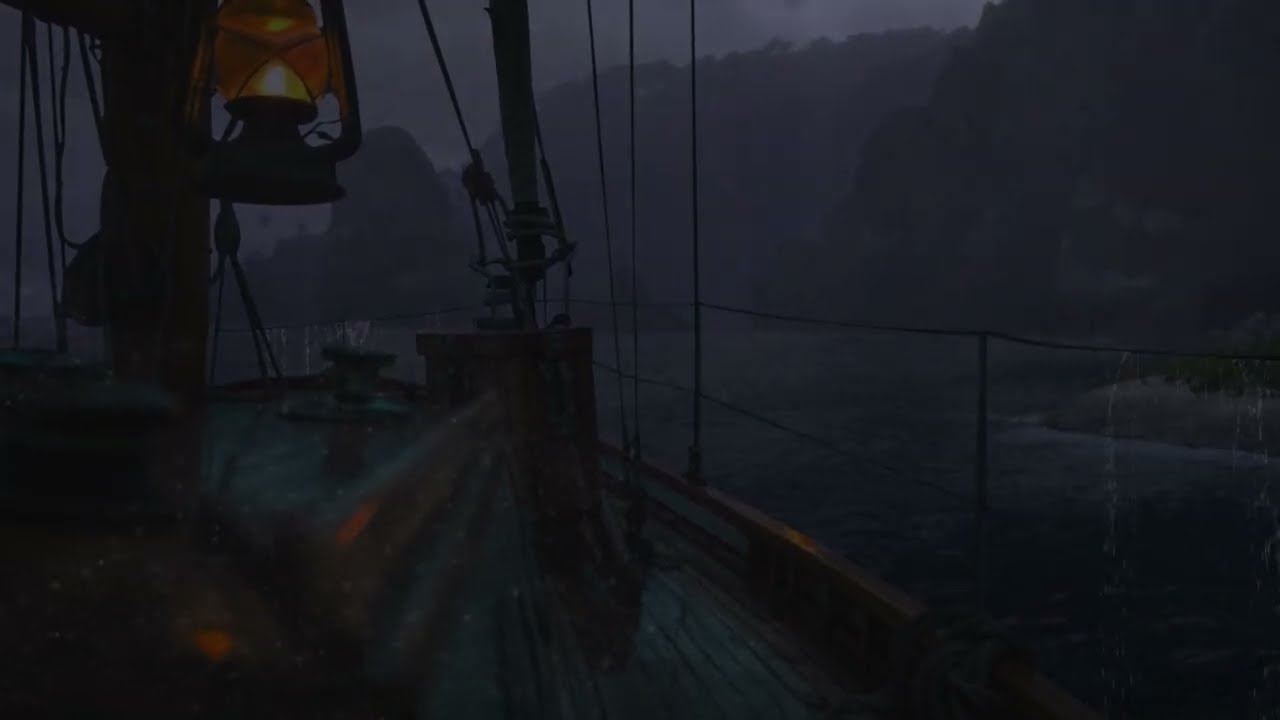 Soft Coastal Rainstorm & Night Sea Waves | Relaxing Sailboat Cabin for Sleep & Stress Relief