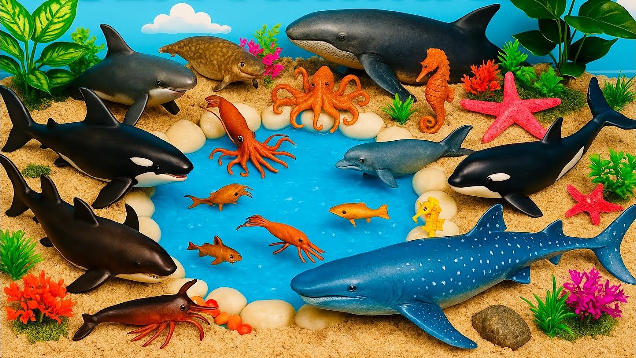 Large & Small Sea Animals | DIY Sea 3D Animals Fun Diorama with Whales, Sharks, Dolphin & More