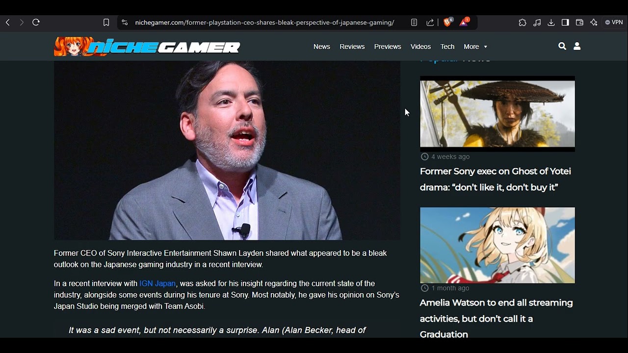 Ex-playstation CEO shares his toughs on the Current state of western and Japanese AAA videogames