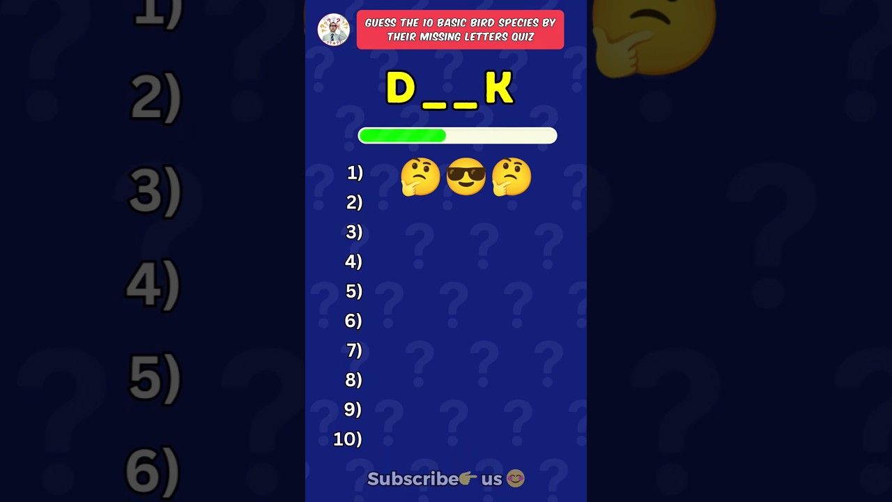 Guess the 10 basic bird species by missing letters quiz! Part-3