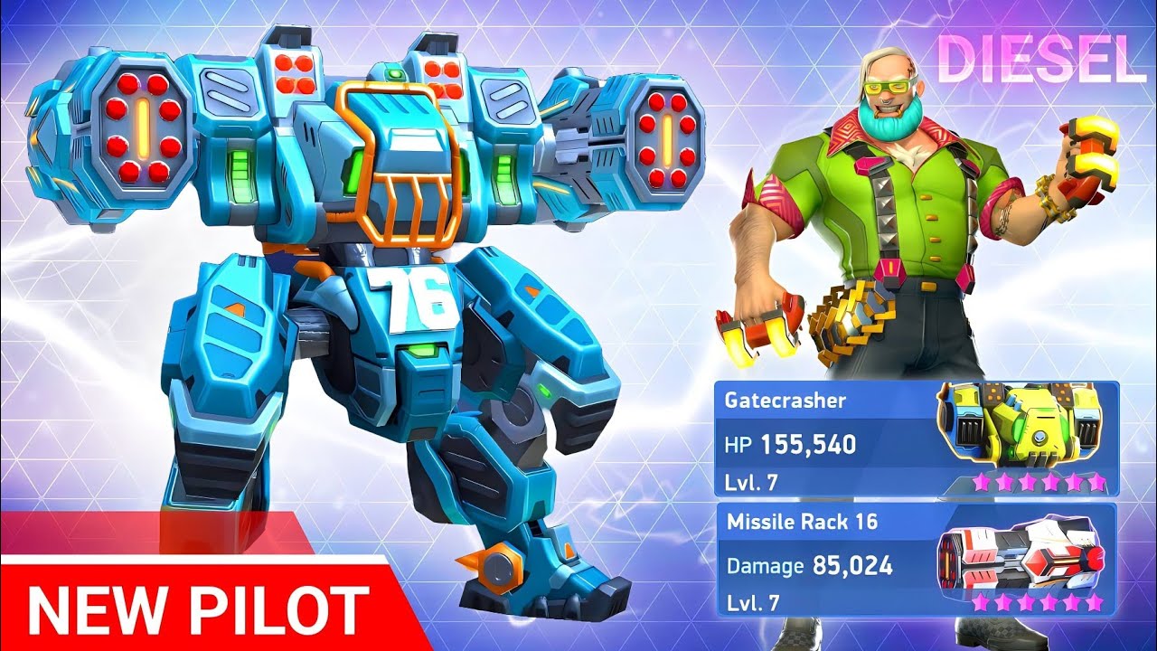 New Pilot Diesel - Gatecrasher with Missile Rack 16 - Mech Arena