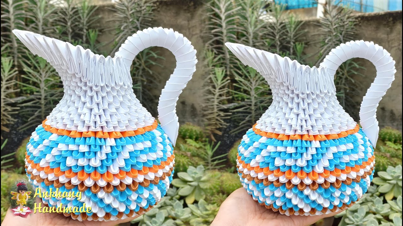 3d origami ewer 2 tutorial | DIY paper ewer home decoration idea