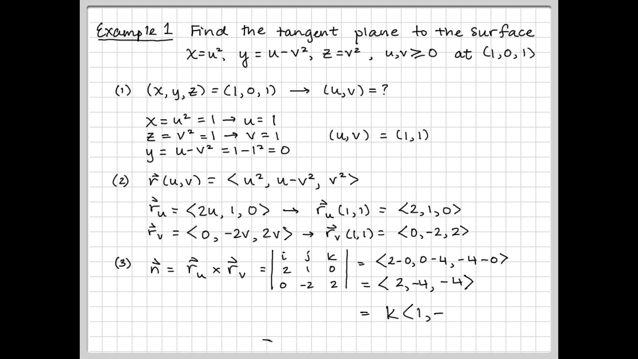 §16.6 Equation of a Tangent Plane to a Parametrized Surface