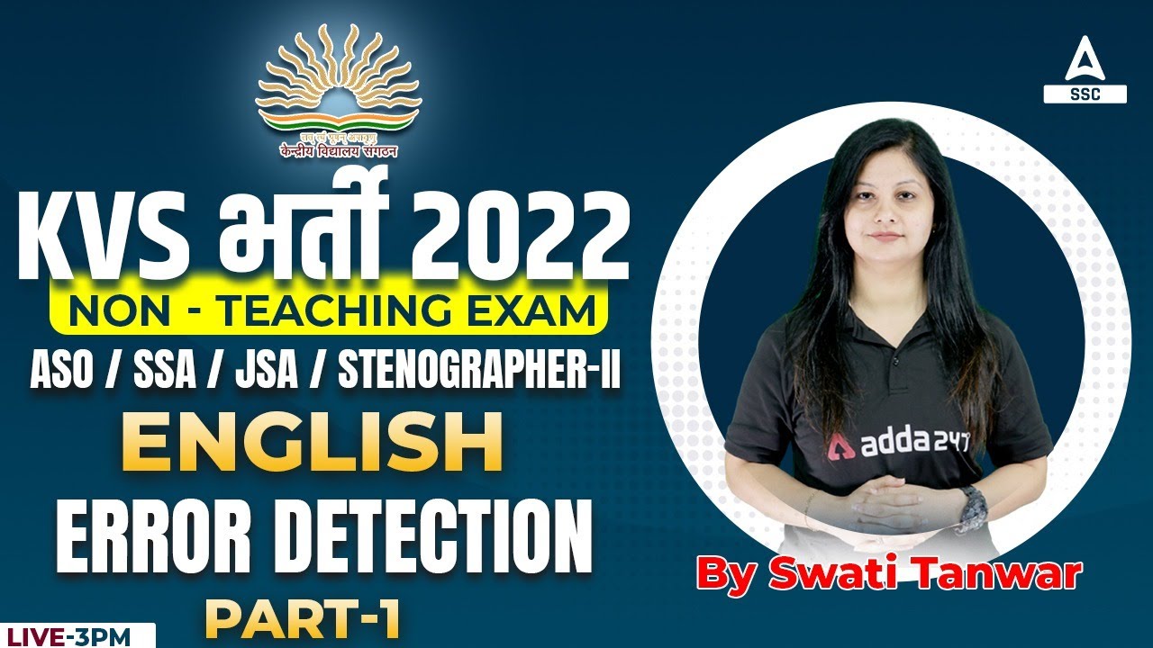 KVS Recruitment 2022 Non Teaching Staff | KVS English | Error detection day 1