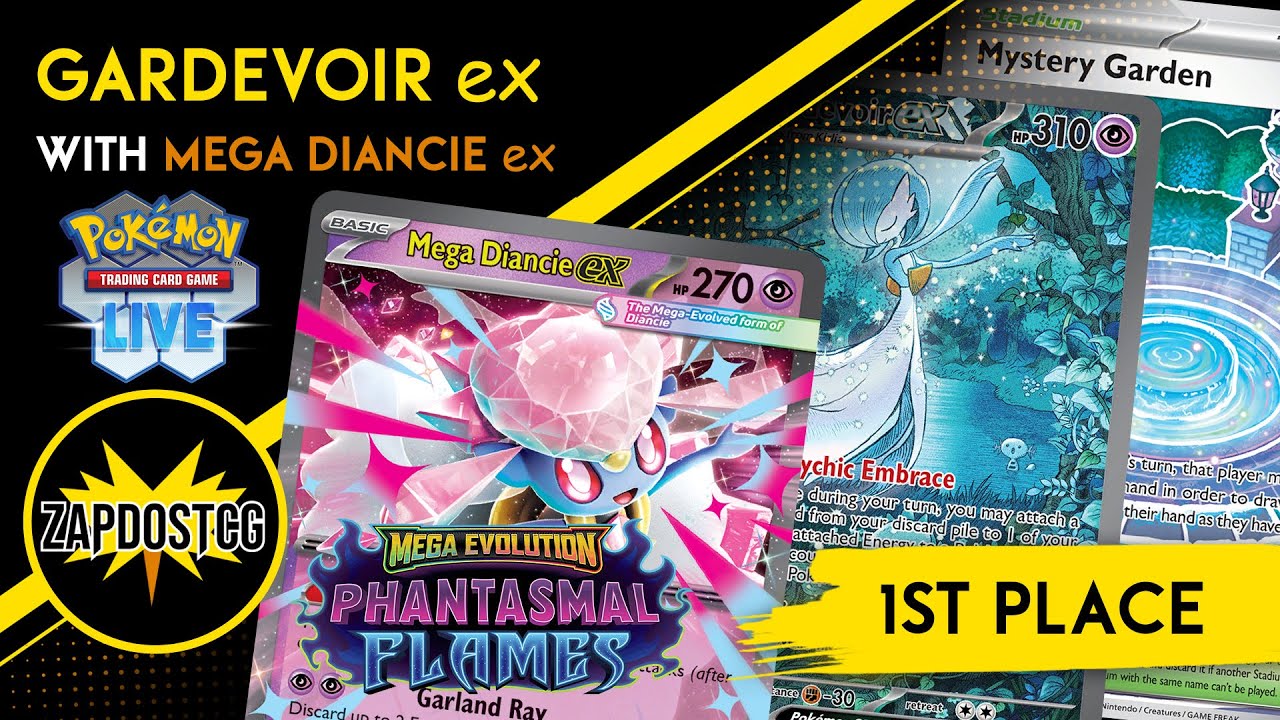 1st Place Gardevoir ex Deck With Mega Diancie ex From Phantasmal Flames (Pokemon TCG)