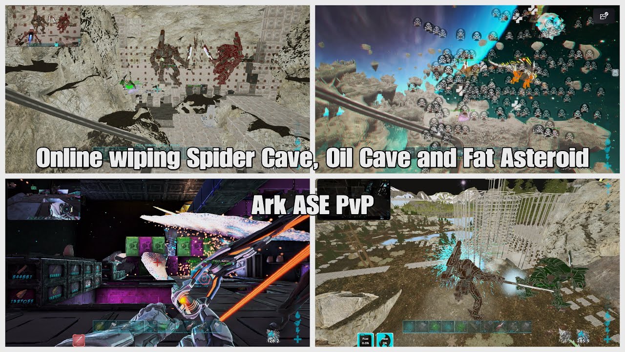 Ark Unofficial PvP / Online Wiping Spider Cave, Oil Cave And a Fat Asteroid / SHARK PvP
