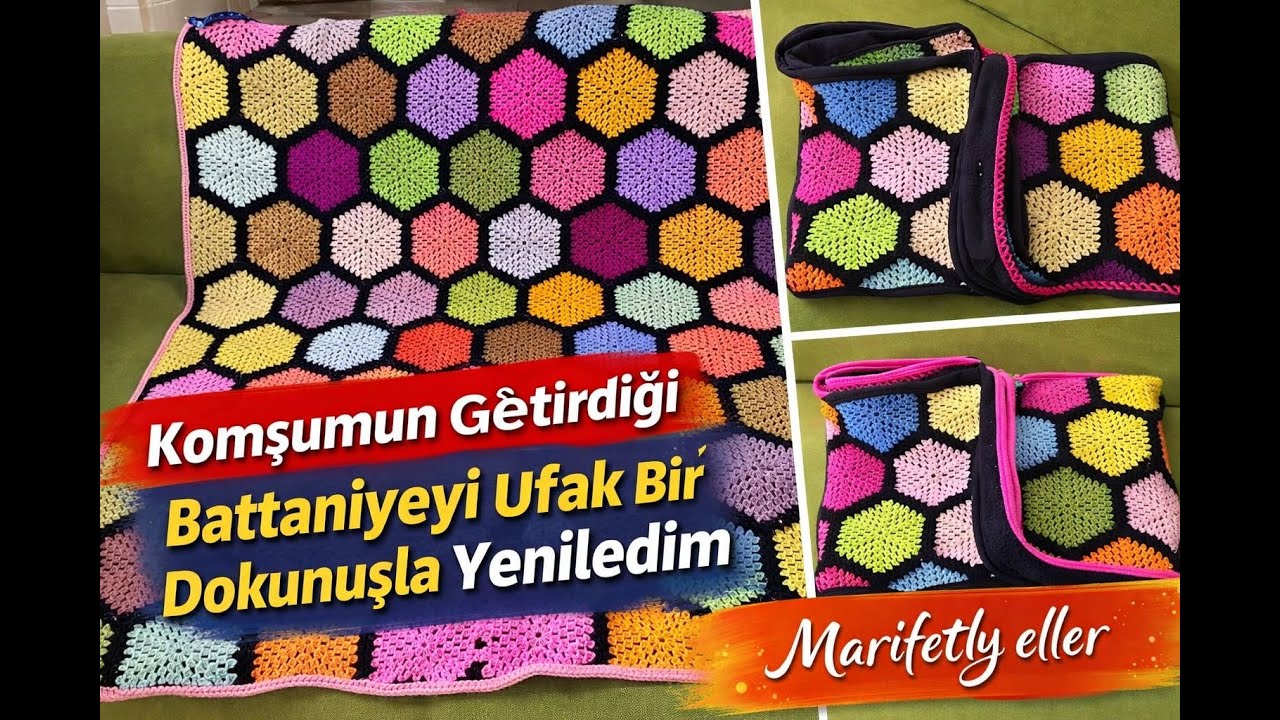 Komşumun Getirdiği Battaniyeyi ufak Bir Dokunuşla Yeniledim #crochet #örgübattaniye #crochetblanket