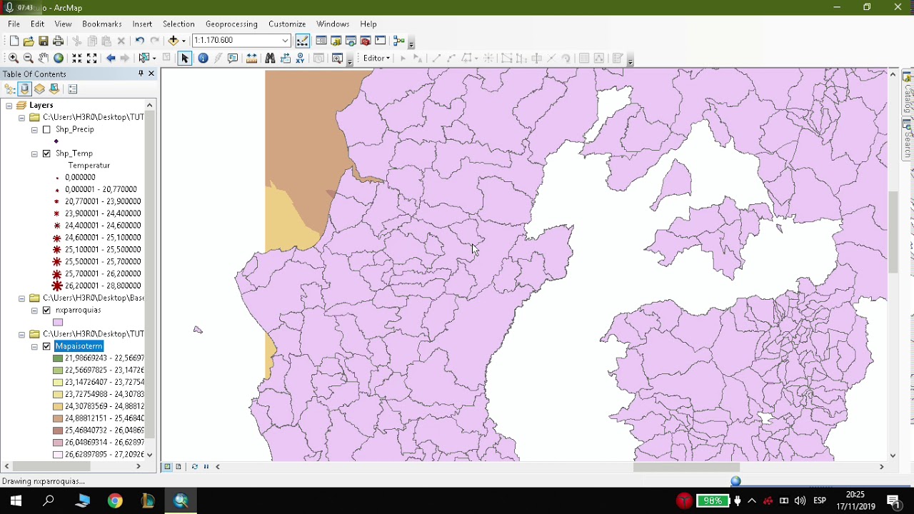 Interpolación Kriging e IDW de datos y clasificación por rangos en Arcgis