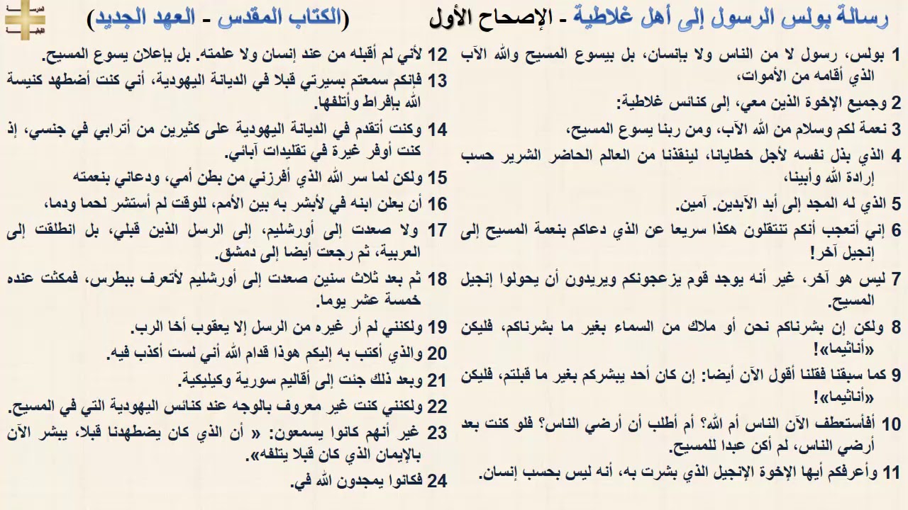 رسالة بولس الرسول إلى أهل غلاطية 1 - الإصحاح الأول - د/مجدى نجيب - القس ابرام