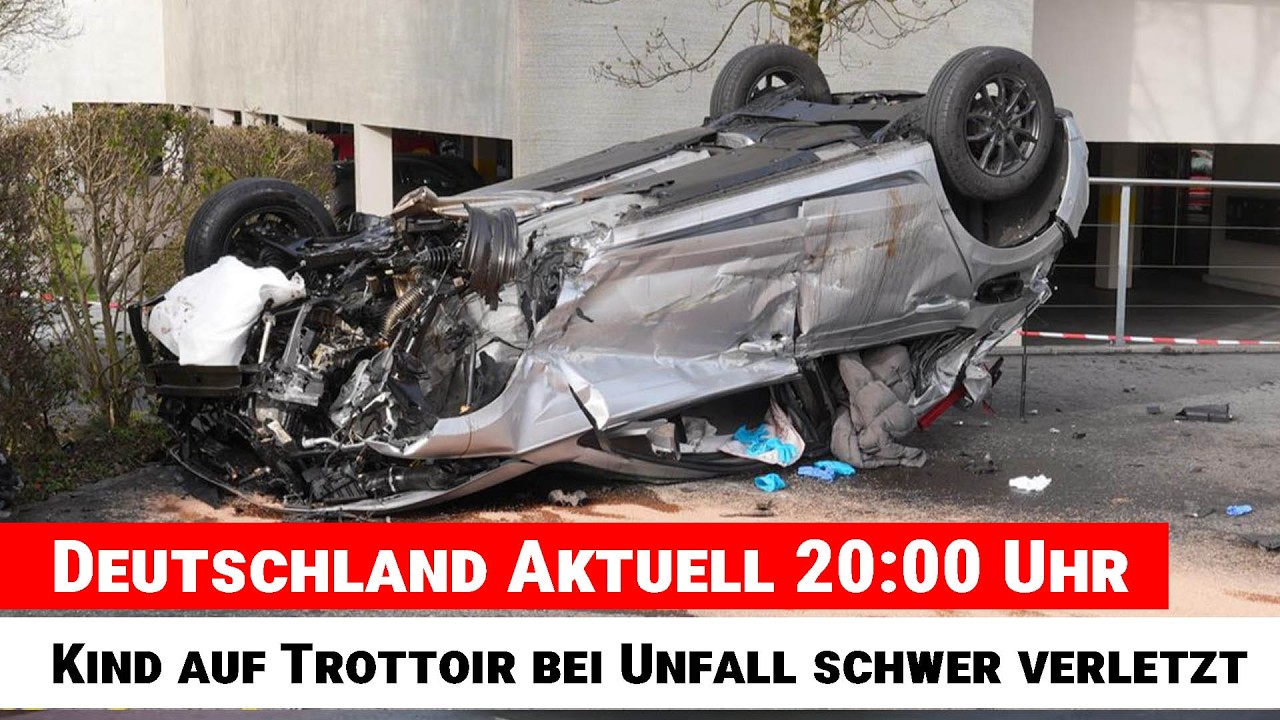 Deutschland Aktuell 20:00 Uhr  7-Jähriges Kind bei schwerem Auto-Unfall auf Trottoir schwer verletzt