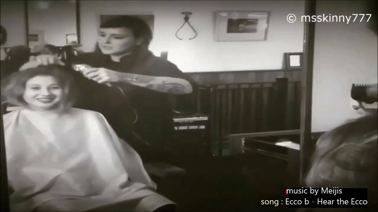 girl shaves all her hair off in the barbershop