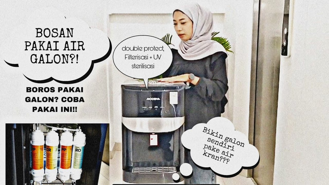 Bosan pakai Galon?coba ganti ke air keran. Praktis hanya pakai filter. Review Modena RO 67 SUV