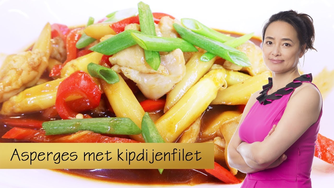 Witte asperges met kipdijenfilet