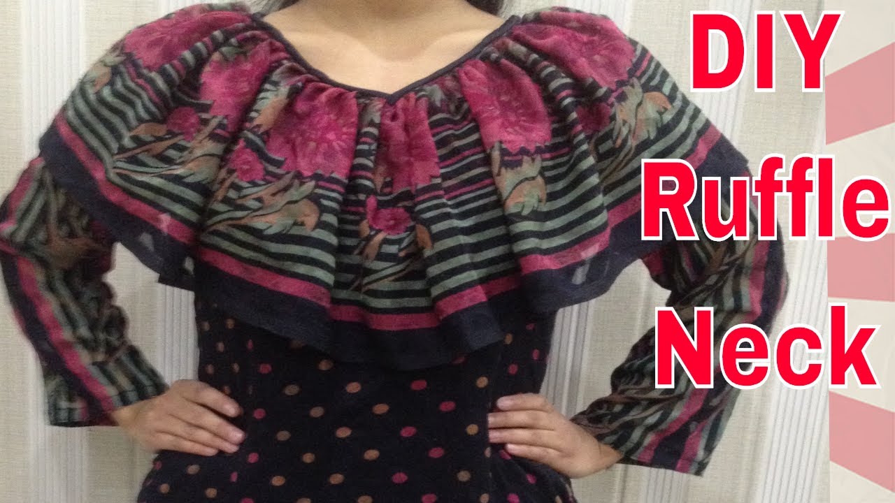 Super easy Ruffle neck top||Complete Tutorial||Using Old Dupatta/scarf
