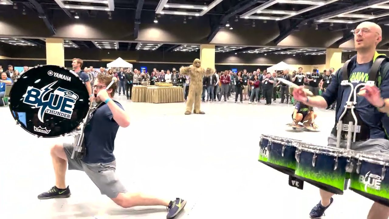NFL's Seattle Seahawks drumline Blue Thunder live & Day of work learning at Microsoft Ignite