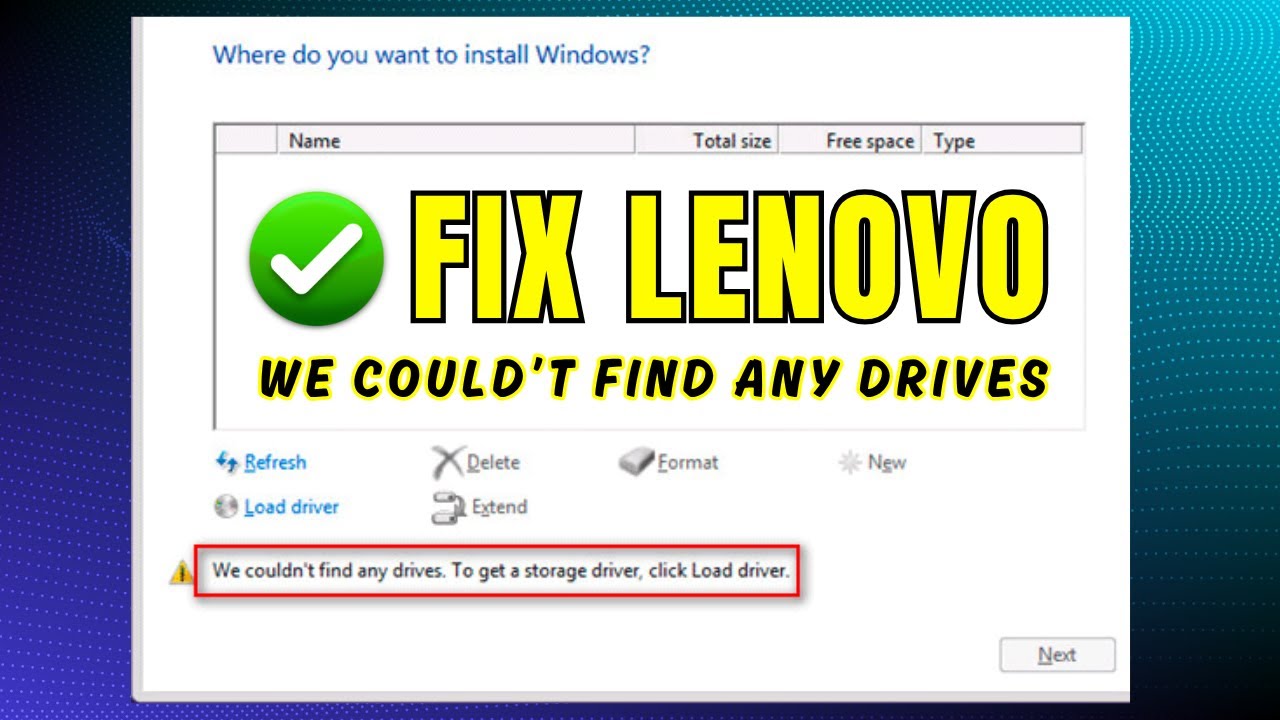 (LENOVO) Исправление проблемы &laquo;Диски не обнаружены во время установки Windows&raquo;