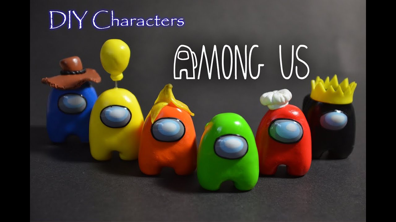 Сделай сам Among Us персонажей из полимерной глины Учебник легко сделать для начинающих