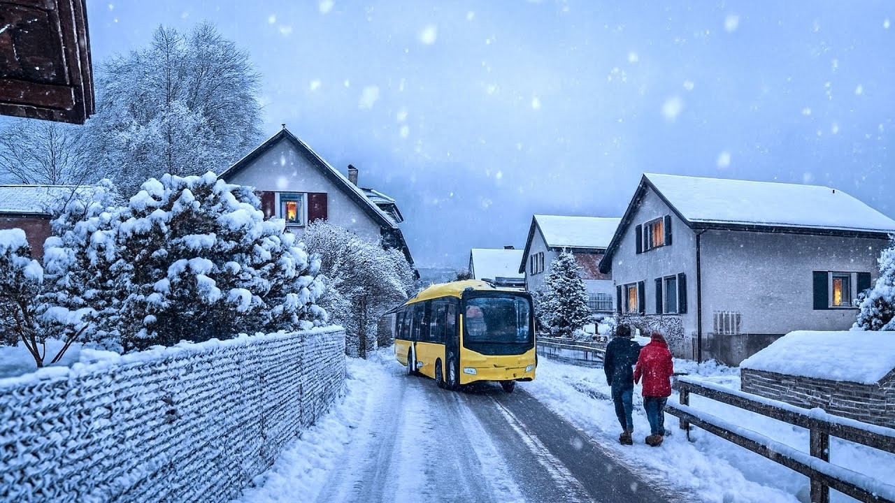 Snowfall in Switzerland Village ❄️ Life in Winter Wonderland 🇨🇭