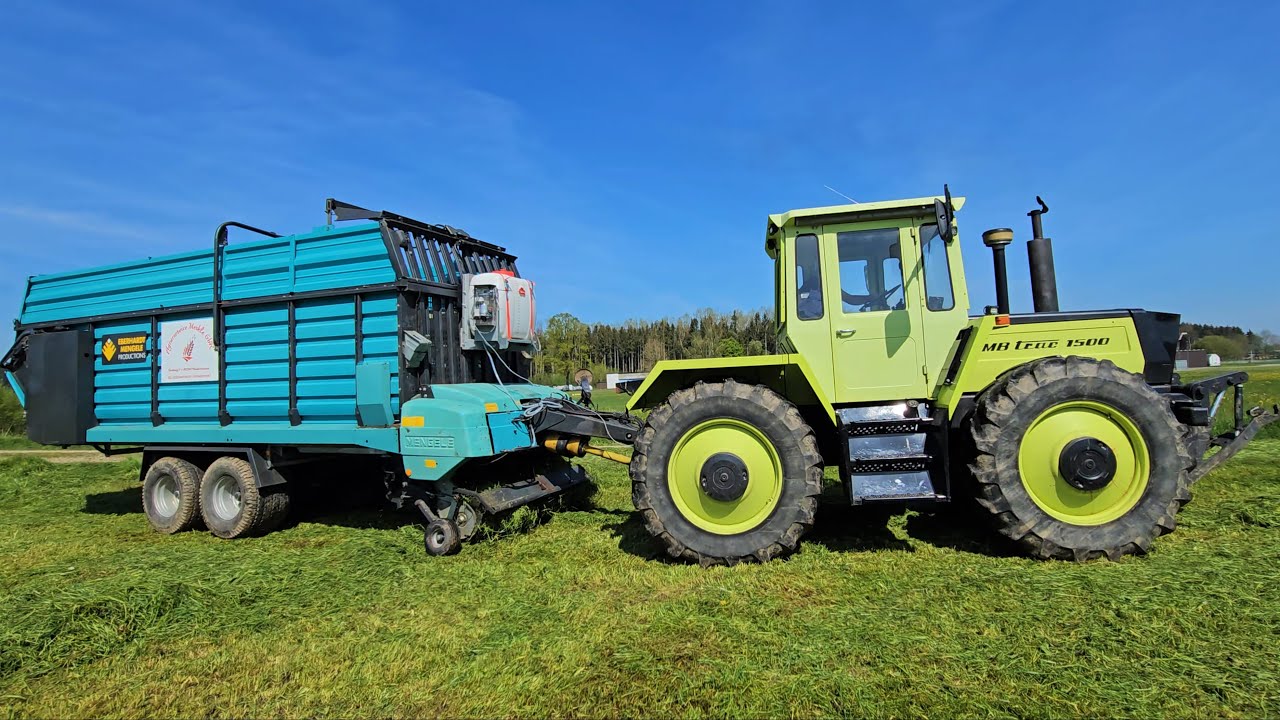 MB trac 1500 mit Mengele Rotant 745 Ladewagen arbeitet Super!