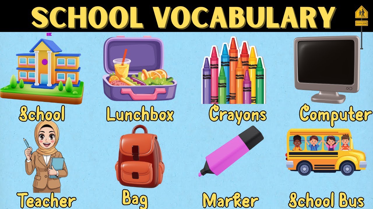 School Vocabulary for Children / School Words with Phonics and Examples