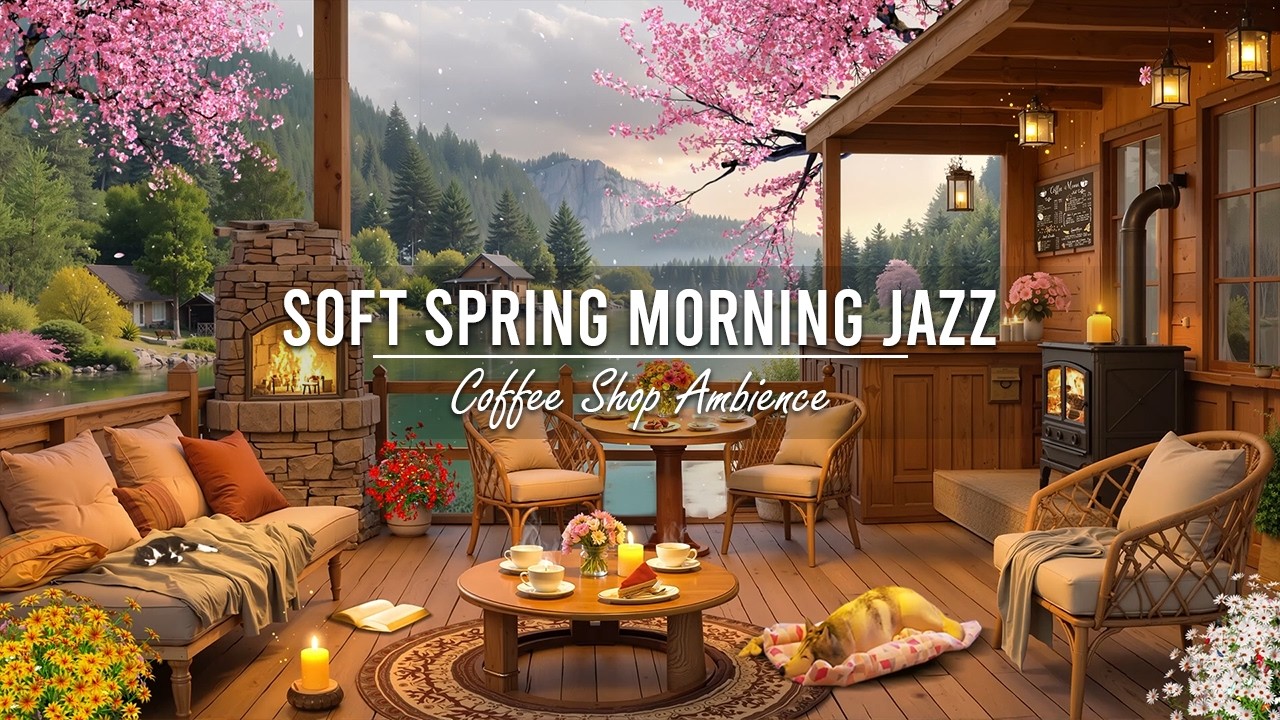 Soft Spring Morning Jazz at Outdoor Coffee Shop Ambience ☀ Smooth Jazz Music for Working & Relaxing