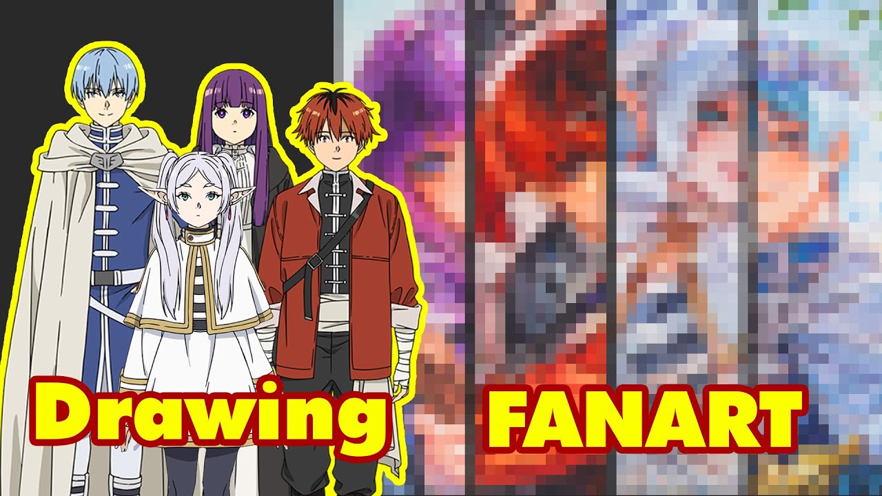 Painting Frieren, Fern, Stark  and Himmel with Watercolors | Fanart Time: Sousou No Frieren