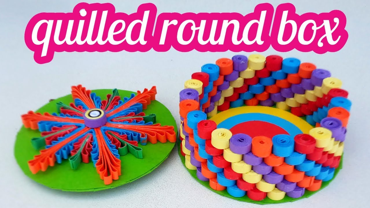 quilled round box with paper quilling strips # quilling jewelry box  by art life