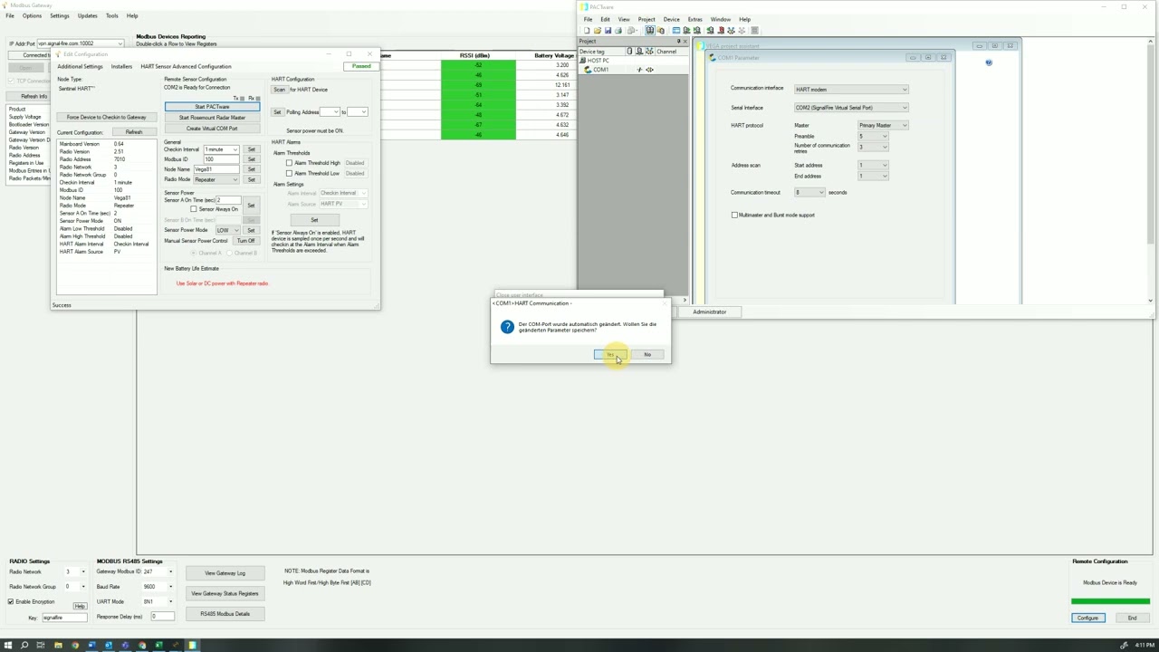 Configuring a HART device wirelessly using PactWare