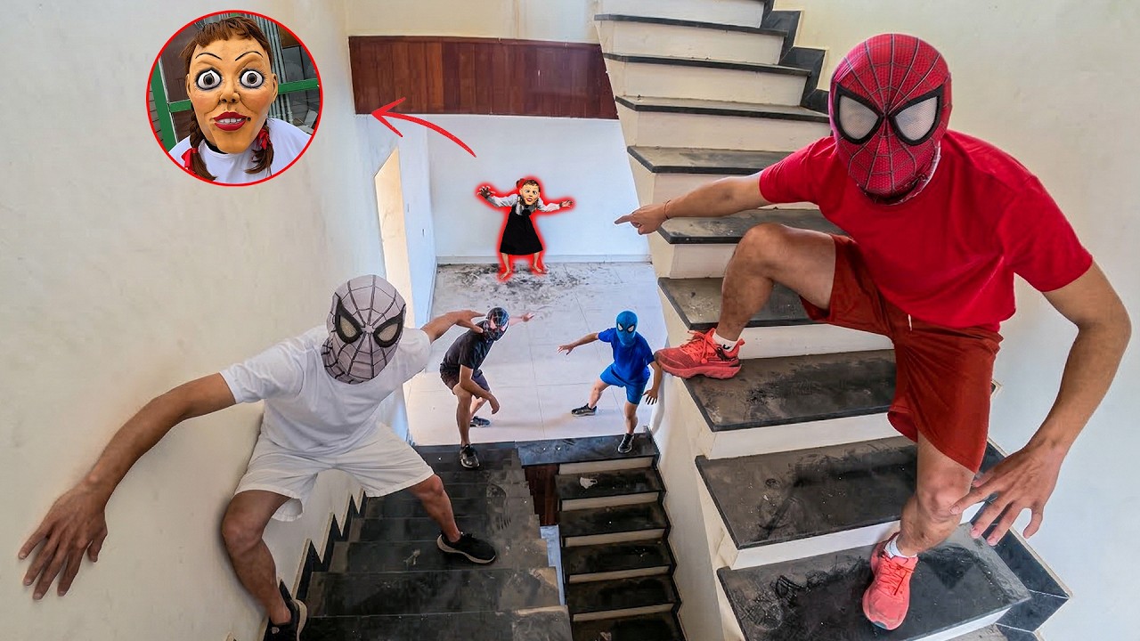 6 Spider-Man Bros Escape Annabelle & Serbian Dancing Lady&rsquo;s Cursed Tape! (POV Chase)