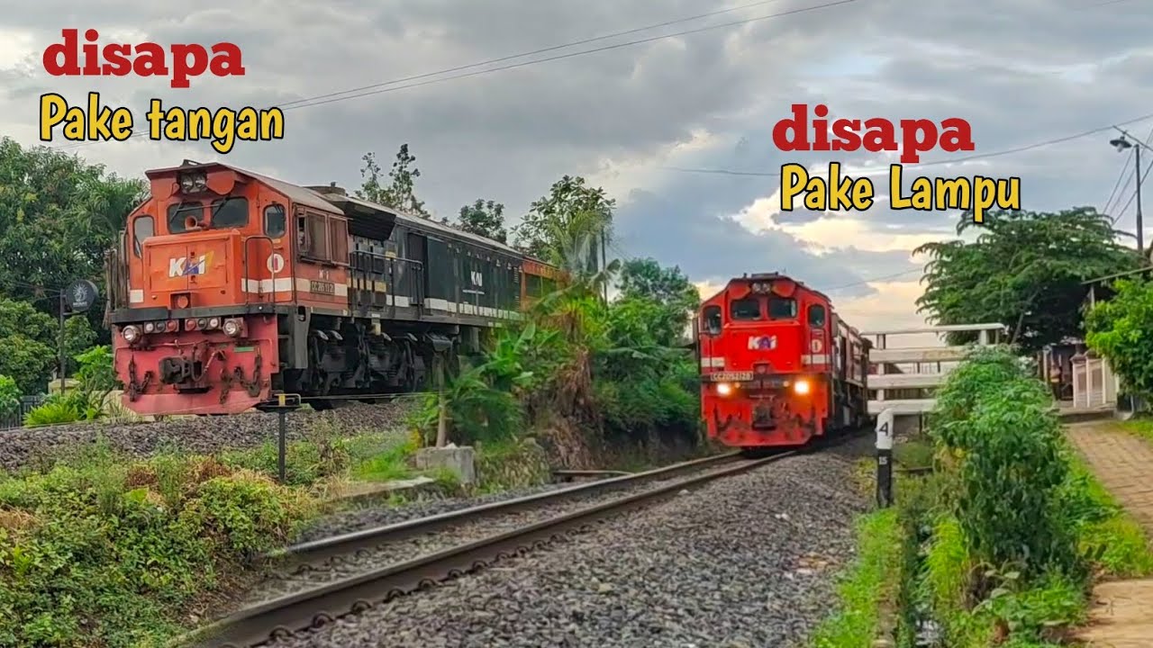 Kereta api CC 205 melintas sehabis hujan cuaca terasa sejuk 