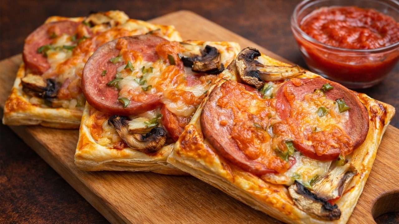 Faster than delivery! 🍕🏎️ Puff Pastry Mini Pizzas in 20 Minutes!