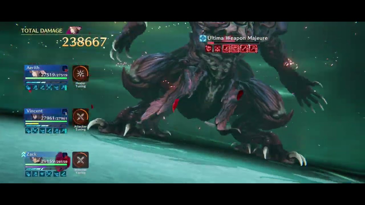 FF7EC Weapon Majeure Crash Zack Aerith Vincent ( semi, slightly weak team ) 