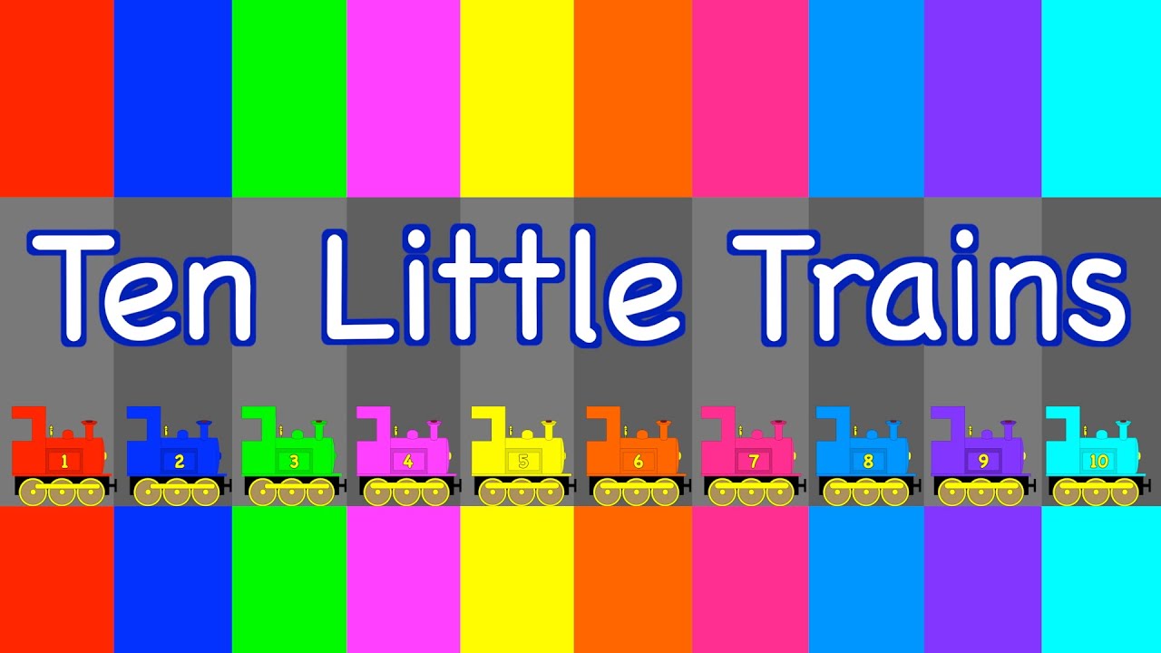 Ten Little Trains | TRAIN SONG | COUNTING SONG | Nursery Rhyme | Songs For Kids | Rainbow Rabbit