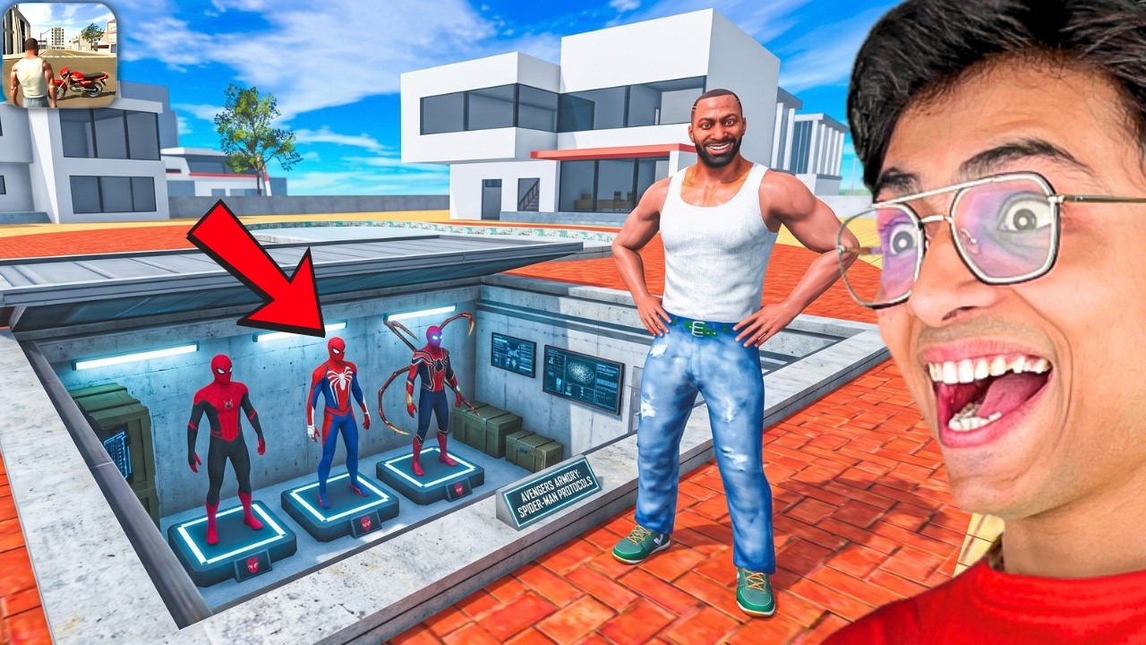 IBD3D Franklin Found SPIDER MAN SECRET BASE😱 INDIAN BIKE DRIVING 3D