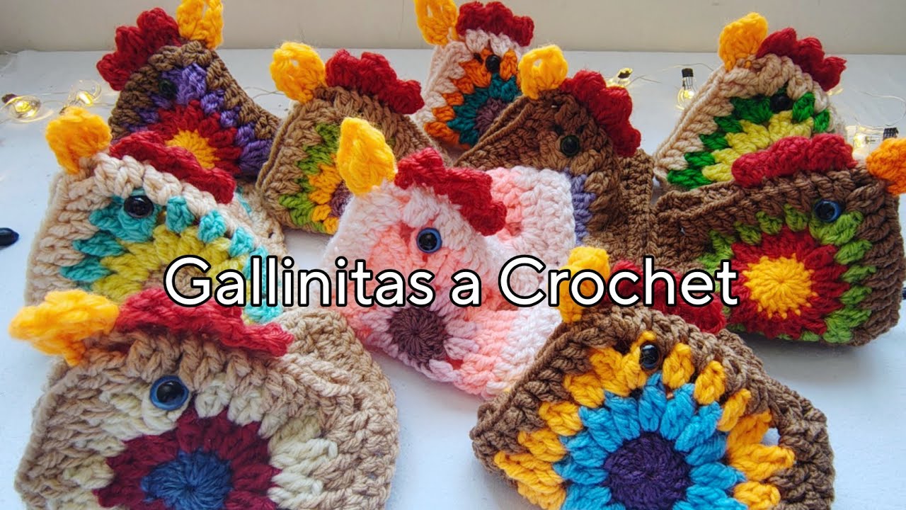 Gallinitas a Crochet con 2 Granny Squares / Tutorial paso a paso