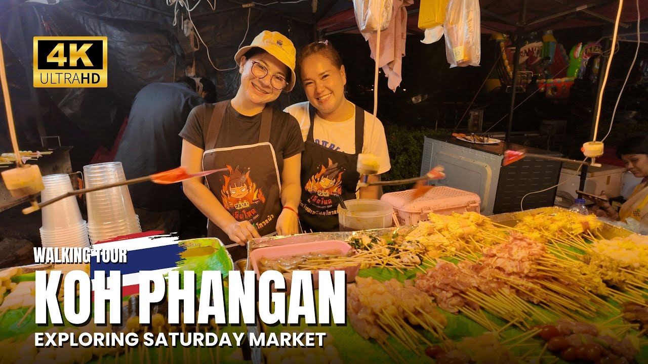 Saturday Night Market in Koh Phangan 🇹🇭 Thai Street Food | 4K Walking Tour